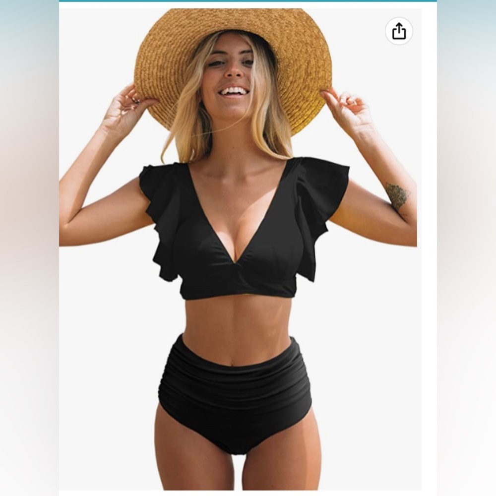 NWT black ruffle bikini ⭐️HOST PIC⭐️